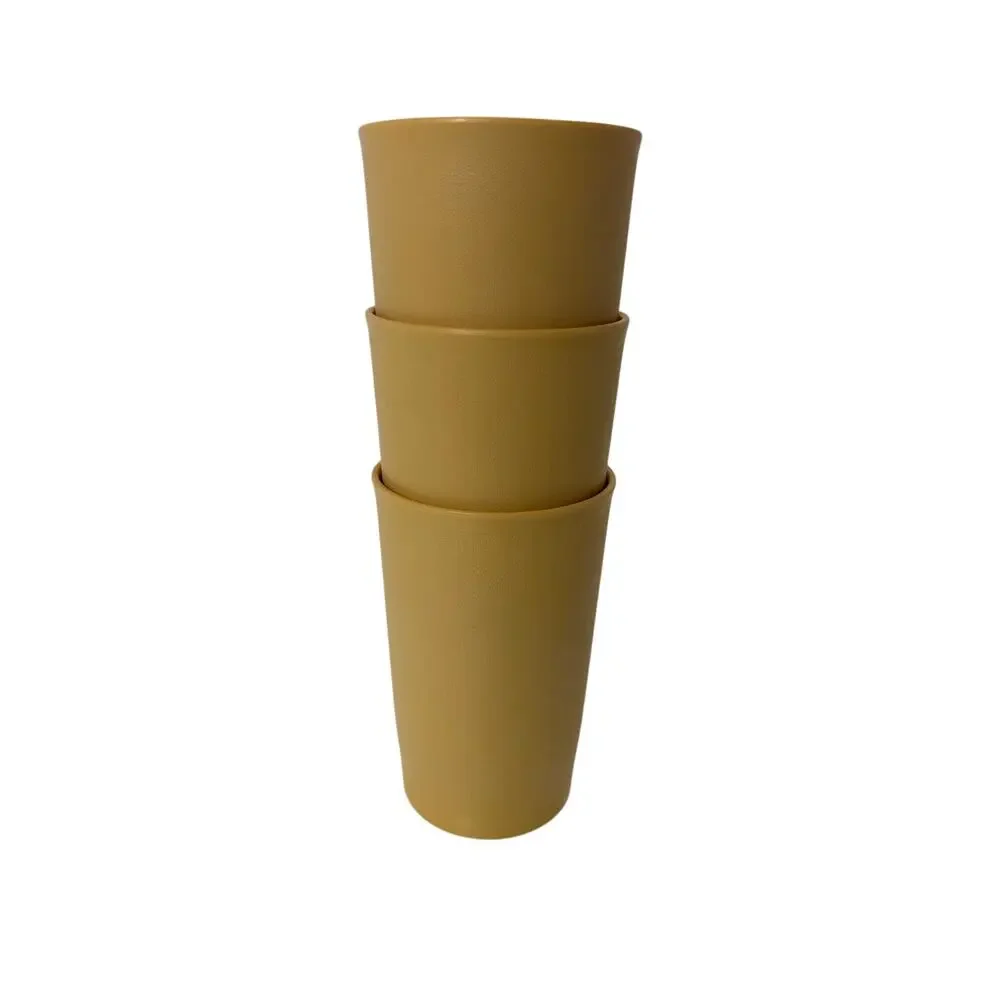 Set Of 3 Vintage Tupperware 873 Harvest Gold 12 Oz Plastic Beverage‎ Cups